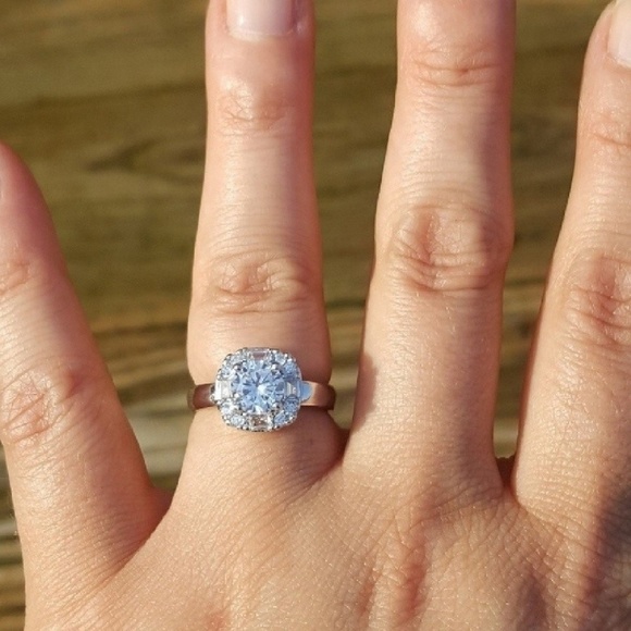 Halo Moissanite Engagement Ring - Picture 2 of 3